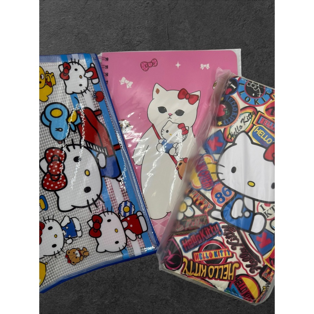 Sanrio Hello Kitty Stationery Set Zip Wallet Spiral Notebook Zipper Pouch Bundle